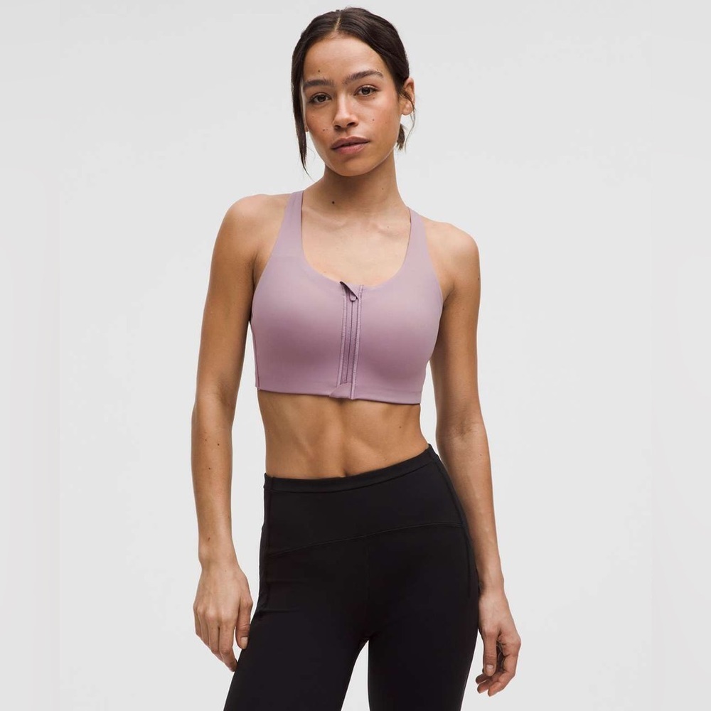 Lululemon Energy Zip Front Bra High Support Sweat Wicking Lavender Bra Size 32DD